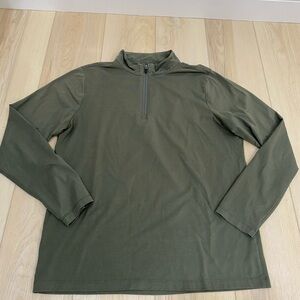 Cuts Jacket Mens Large Green Quarter Zip Pullover Split Hem Active Travel Golf